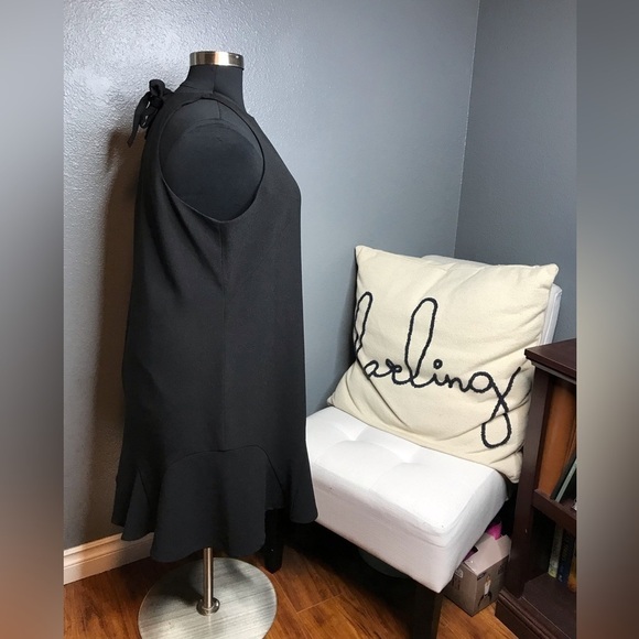 Eliza J Black Bow Tie Back Neck Flounce Hem Mini dress size 20W - Picture 3 of 6